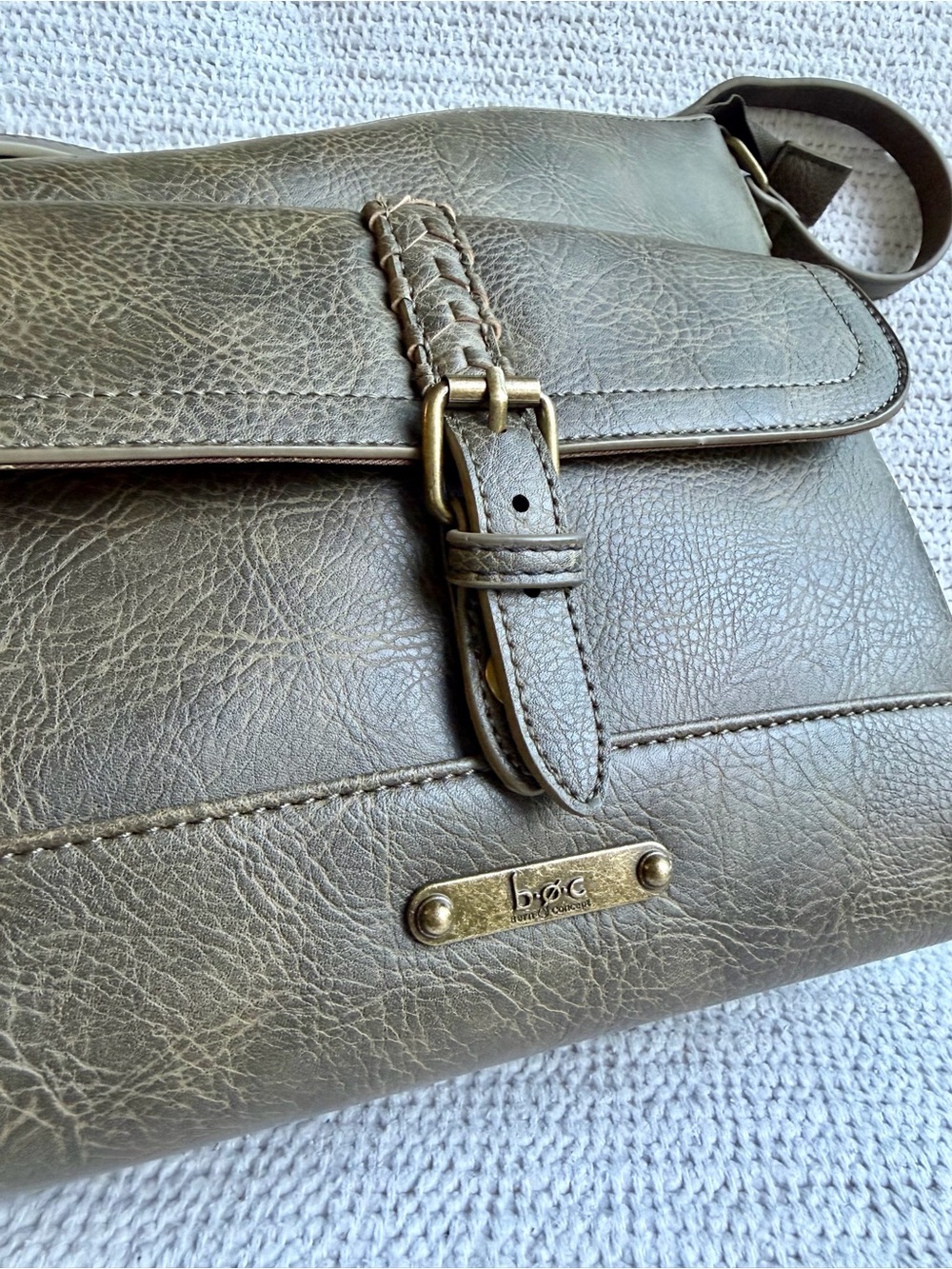 b.o.c. Born Concept Olive Green Faux Leather Multi-Compartment Crossbody Purse